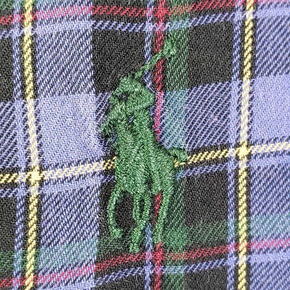 Polo Ralph Lauren Oxford Shirt Men's L Large Navy Blue Plaid LS Button Down - Picture 4 of 9